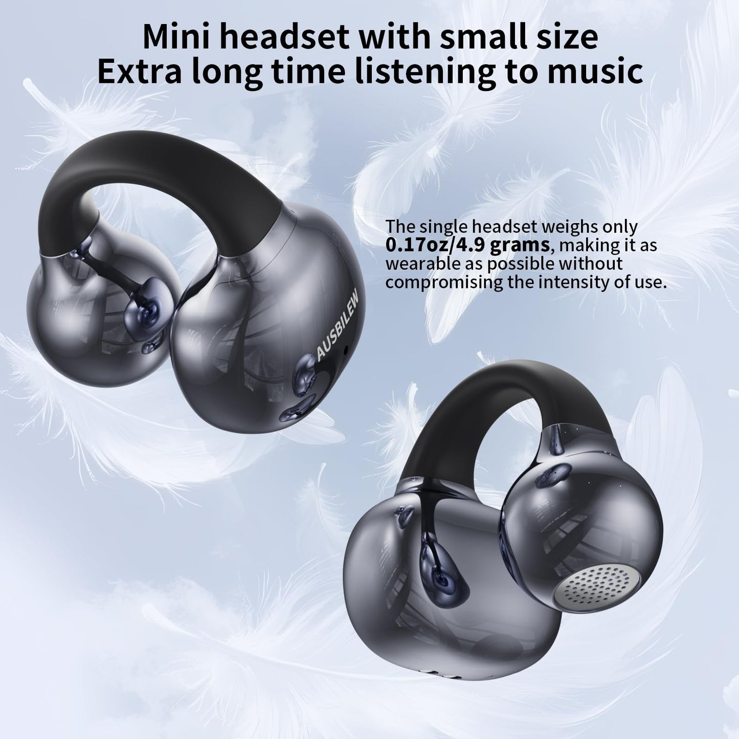 Ausbilew Headphones Wireless Earbuds IPX6 Waterproof Ear Buds,Touch Control Bone Conduction Headphones air Conduction Stereo with 11mm Driver 42 Hours Playback time,for Fitness/Sports/Home