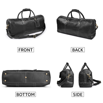 Leather Village Leather Duffel Bags for Men & Women-Stylish Travel Weekender Carry-On Sports Gym Overnight Luggage Bag - 20 Inch - Black