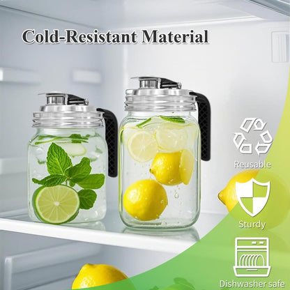 2PCS Mason Jar Pour Spout Lid Stainless Steel with Handle,Wide Mouth Pour Spout Flip Cap Lids for Mason Jars, Reusable Mason Jars Lid,Leak Proof Seal, for Drinking Salad Dressing & Food