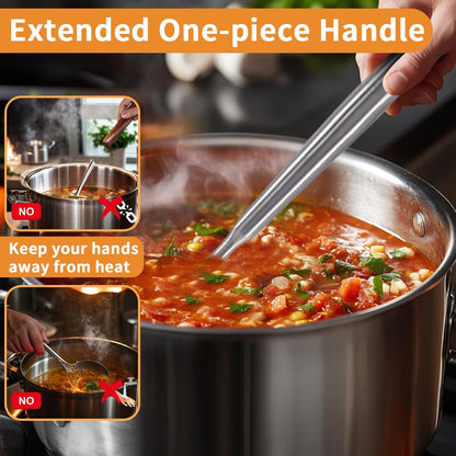 5 Pcs Newness Cooking Utensils Set, 304 Stainless Steel Kitchen Utensils Set, Metal Kitchen Accessories, Include Soup Ladle, Slotted Skimmer Spoon, Spaghetti Spoon and Spatula, Dishwasher Safe