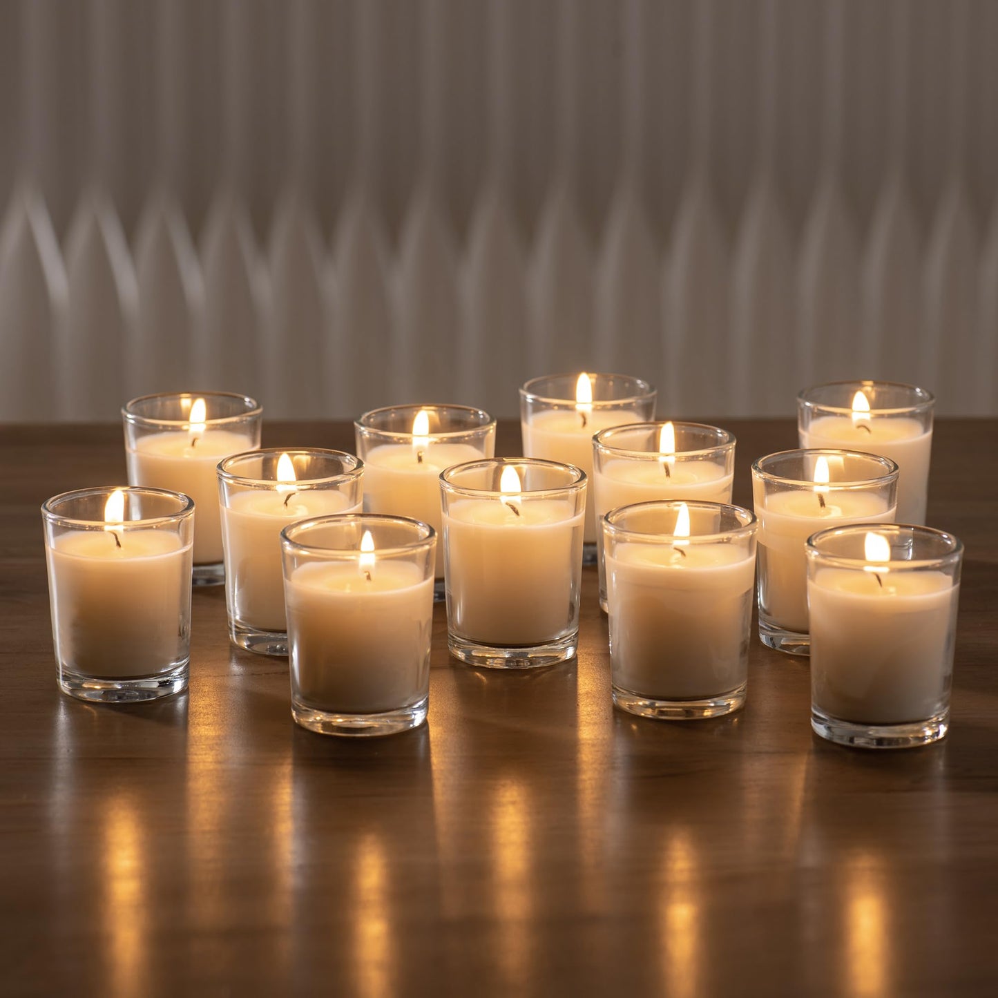 Housecret 36 Pack Warm White Unscented Clear Glass Filled Votive Candles. Hand Poured Wax Candle Ideal Gifts for Aromatherapy Spa Weddings Birthdays Holidays Party