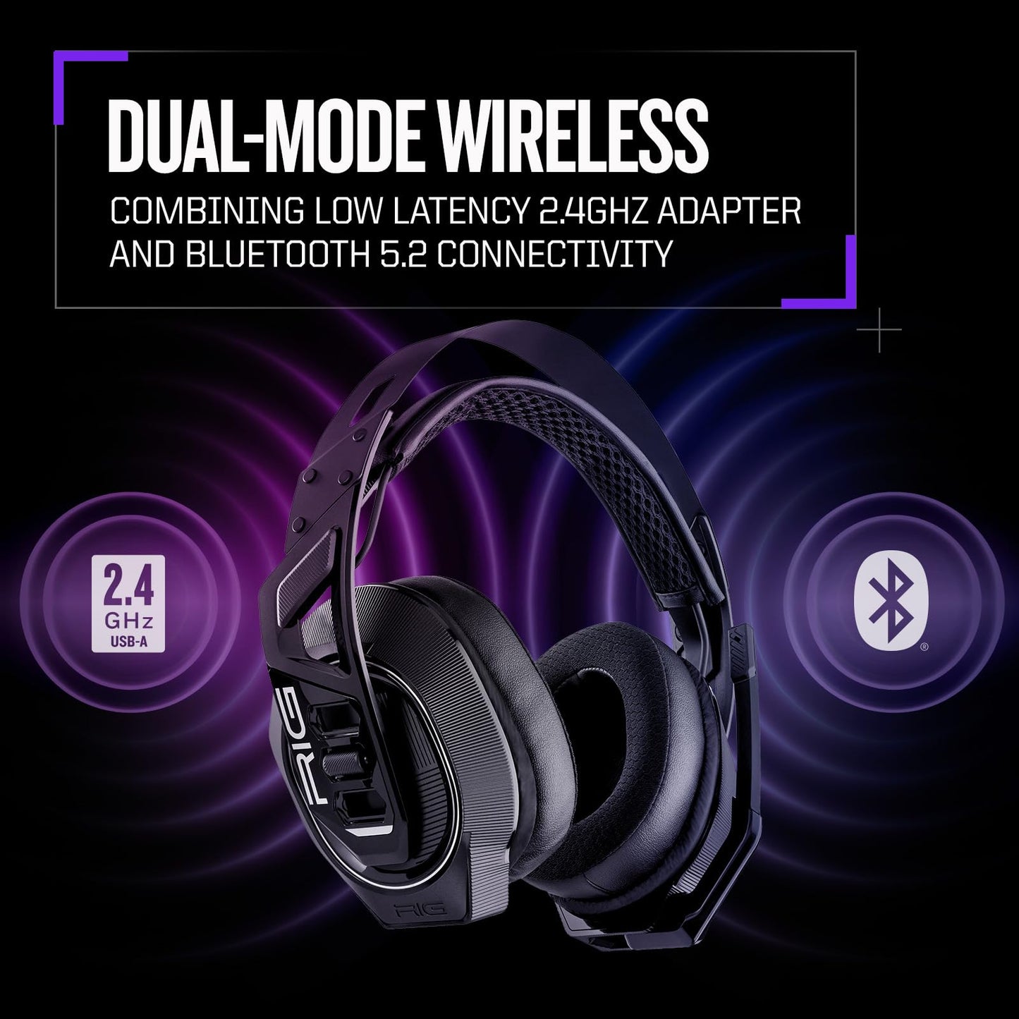 RIG 900 MAX Universal Dual Wireless Gaming Headset with Bluetooth for Xbox, PlayStation, Nintendo Switch, PC, Android, iPhone - Multi-Function Charging Base - 60 Hours Battery - Dolby Atmos 3D Audio
