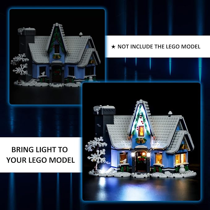 YEABRICKS LED Light for Lego- 10293 Creator Expert Santa’s Visit Building Blocks Model: Remote-Control Version (Lego Set NOT Included)