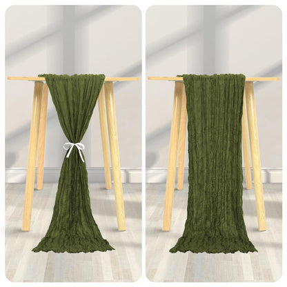 24 Pack Cheesecloth Table Runner 20 x 120 inch Cheese Cloth Table Runner Bulk,Romantic Boho Sheer Gauze Fabric Table Runners for Wedding Reception,Party,Bridal Shower Table Decor(Olive Green)