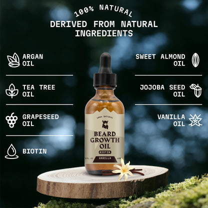 Striking Viking Beard Oil with Biotin for Men - 2 Fl Oz, 1 Pack, Sandalwood - Thickening & Conditioning Beard Growth Oil & Serum with Argan & Jojoba for Hydrated Facial Hair