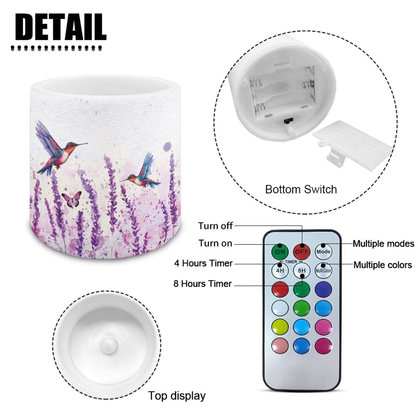 Cozeyat Purple Lavender Floral Premium Waterproof Flameless Candles Set of 4 Battery Powered LED Pillar Candles with Remote Timer for Indoor Outdoor All Weather Use