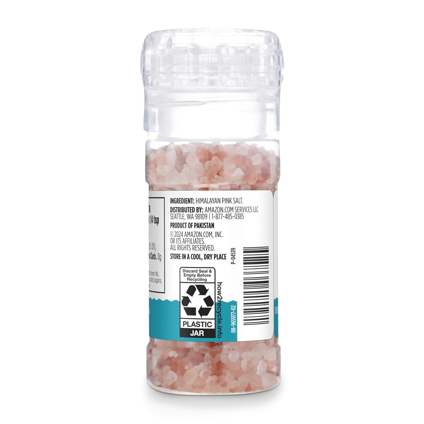 Amazon Grocery, Himalayan Pink Salt Adjustable Grinder, 4.77 Oz (Previously Amazon Fresh, Packaging May Vary)