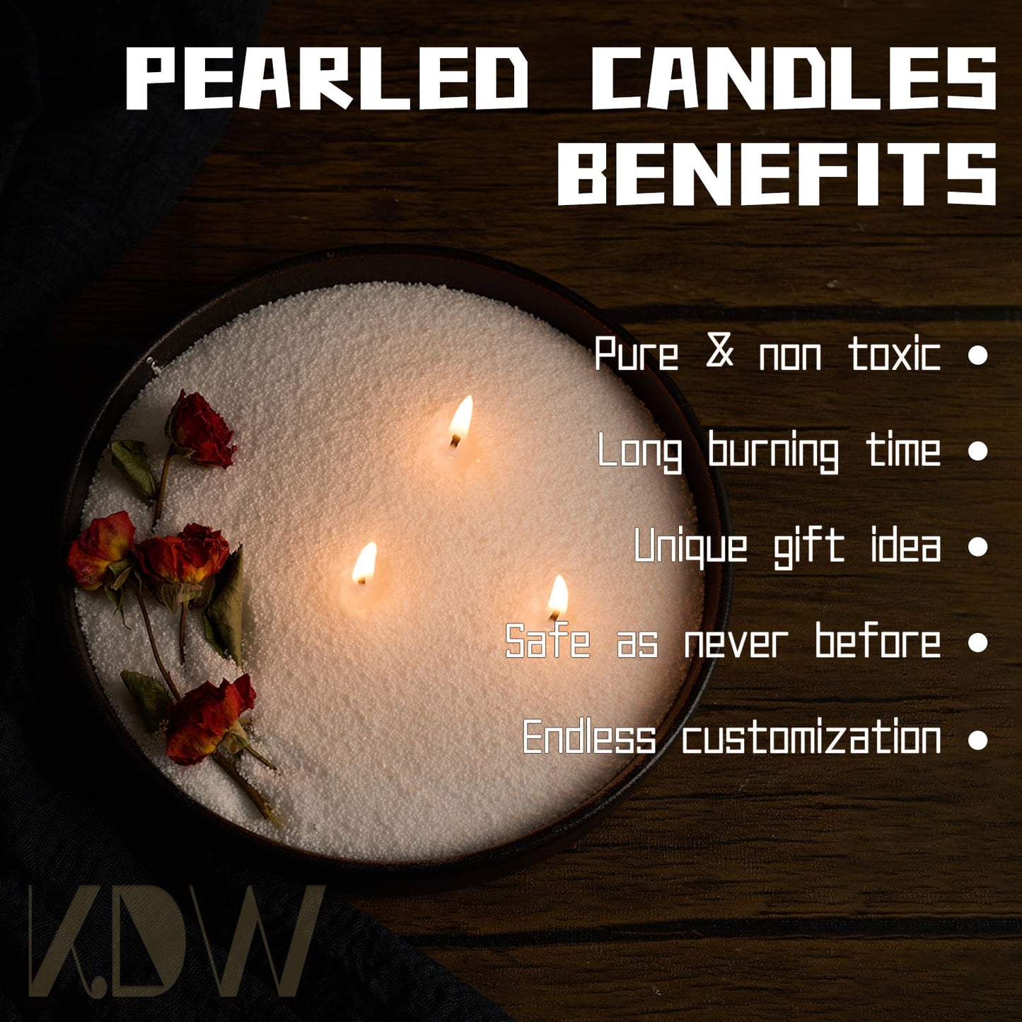 8LB Candle Sand- White Candle Beads, Sand Wax for Wedding Decor, Pearled Candles with Wicks (100 Pcs) & Spoons, Unscented for Powder Candle Making, Candles Refill Kit