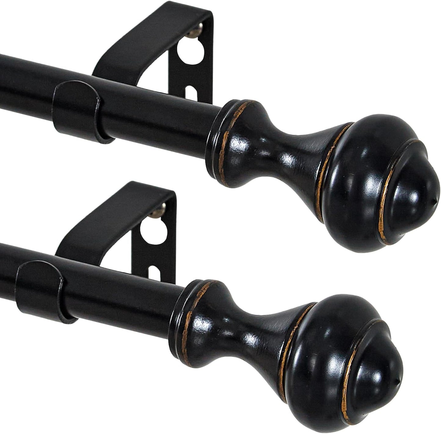 NICETOWN Adjustable Curtain Rods 2-Pack | 48-86 Inch with Grommet Black Blackout Curtains