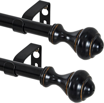 NICETOWN Adjustable Curtain Rods 2-Pack | 48-86 Inch with Grommet Black Blackout Curtains
