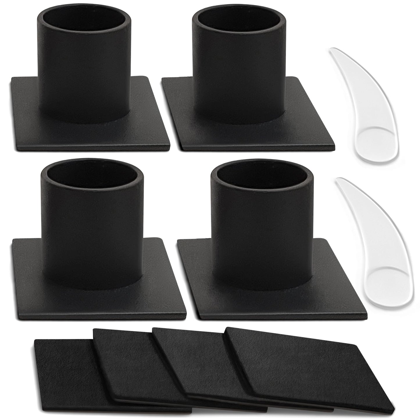 Iron Taper Candle Holder - Set of 4 Black Metal Candlestick Holders for Home Decor, Wedding, Housewarming, Birthday, Candle Stand Made in Unique Blend of Farmhouse and Antique Styles