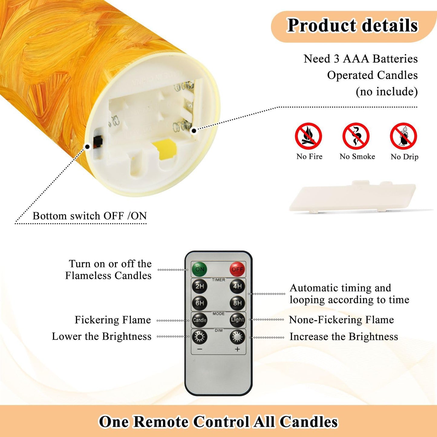 Gravopti Golden Weave 2 Pack Flameless LED Pillar Candles with Remote & Timer, Battery Operated, Flickering Wax Candle for Wedding, Romantic Home & Party Decor