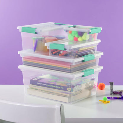 Sterilite 24-Pack Clip Box | Stackable Clear Plastic Bins with Latching Lids for Organized Storage