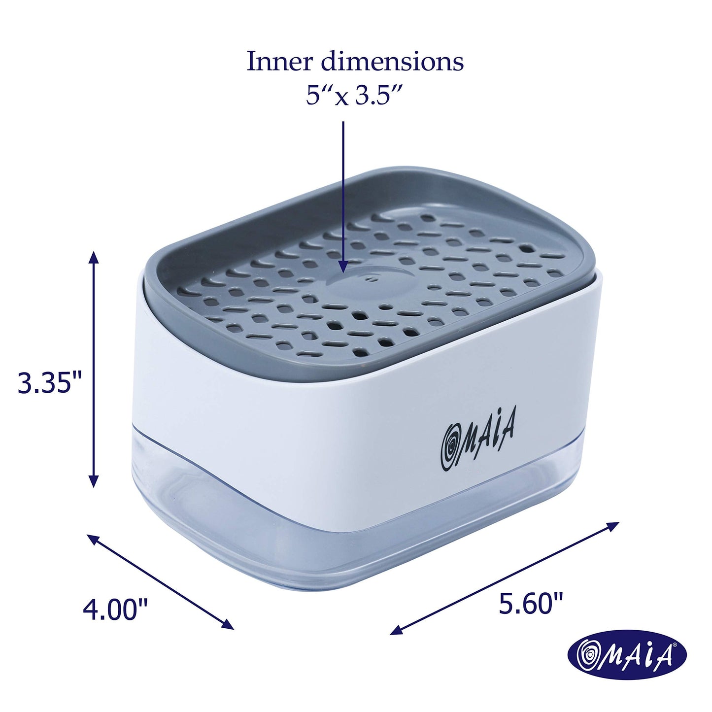 OMAIA 2-in-1 Dish Soap Dispenser with Sponge Holder - Smart Kitchen Gadget - Sink Countertop Organizer