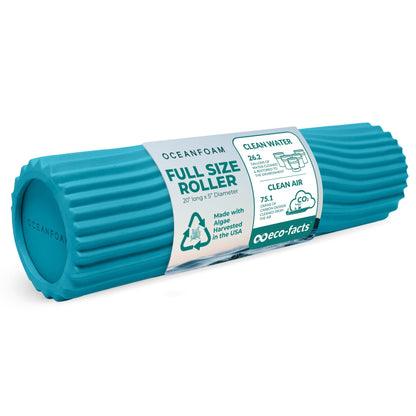 Oceanfoam Tidal Roller - Black Marbled - Muscle Massage Foam Roller for Back Pain & Stretching - Firm and Ergonomic Wide Wave Textured - Yoga, Athletics, & Wellness - Full Size, 20" x 5"