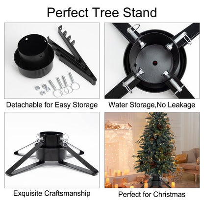 Christmas Tree Stand for Live Tree, Adjustable Metal Tree Holder for Real Christmas Tree Fits up to 8 Ft, Heavy Duty Christmas Tree Stand Base for Xmas Tree Decoration 1.38 to 3.3 inch Trunk Diameter