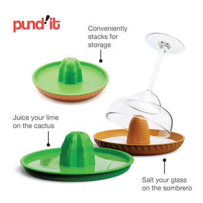 Pund'it Salt of The Border, Margarita Salt Rimmer and Manual Hand Juicer Set