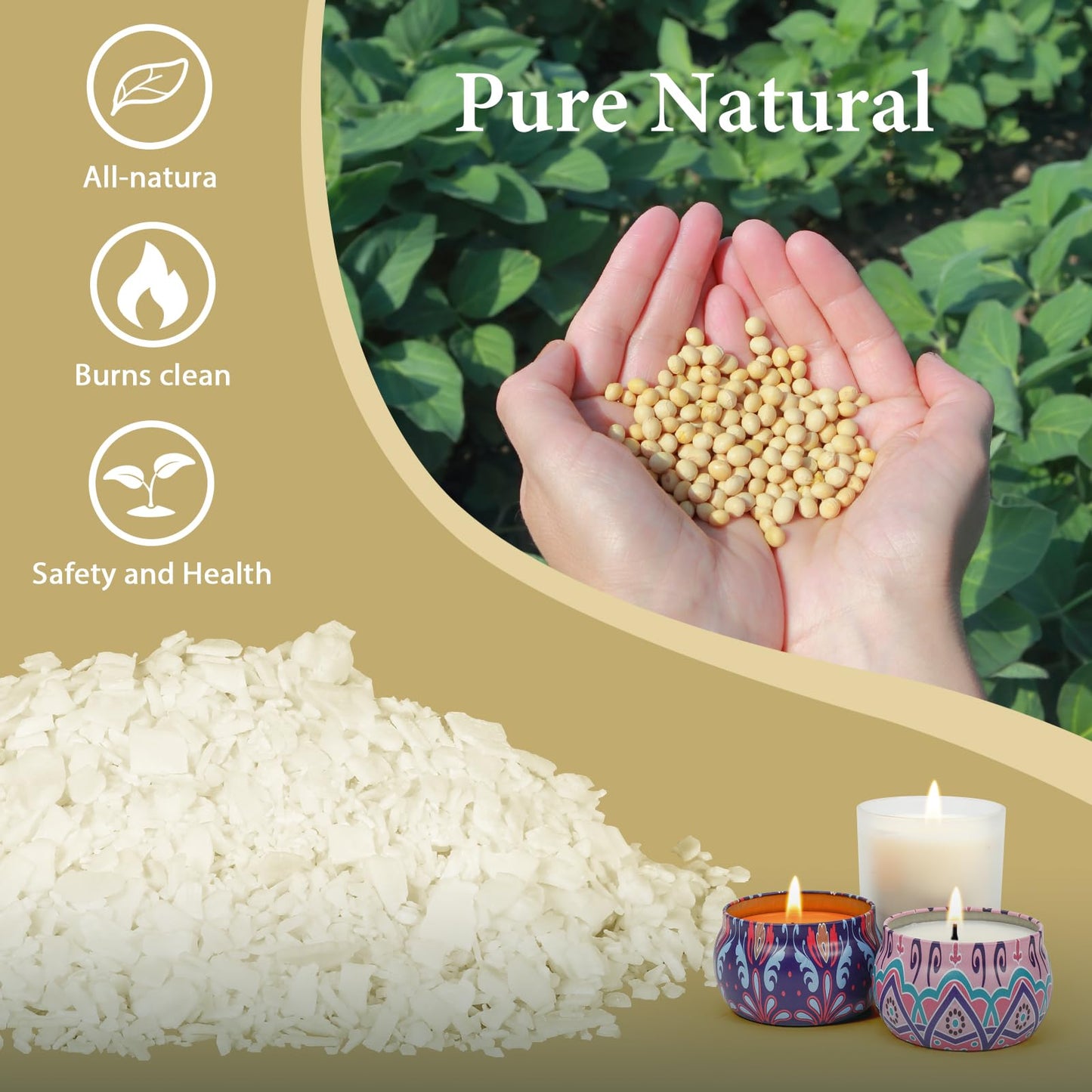 SACATR 2LB Soy Wax for Candle Making, 100% Soy Wax - Natural Candle Wax- No additives and Pure, Premium Quality Candle Wax for Candle Making