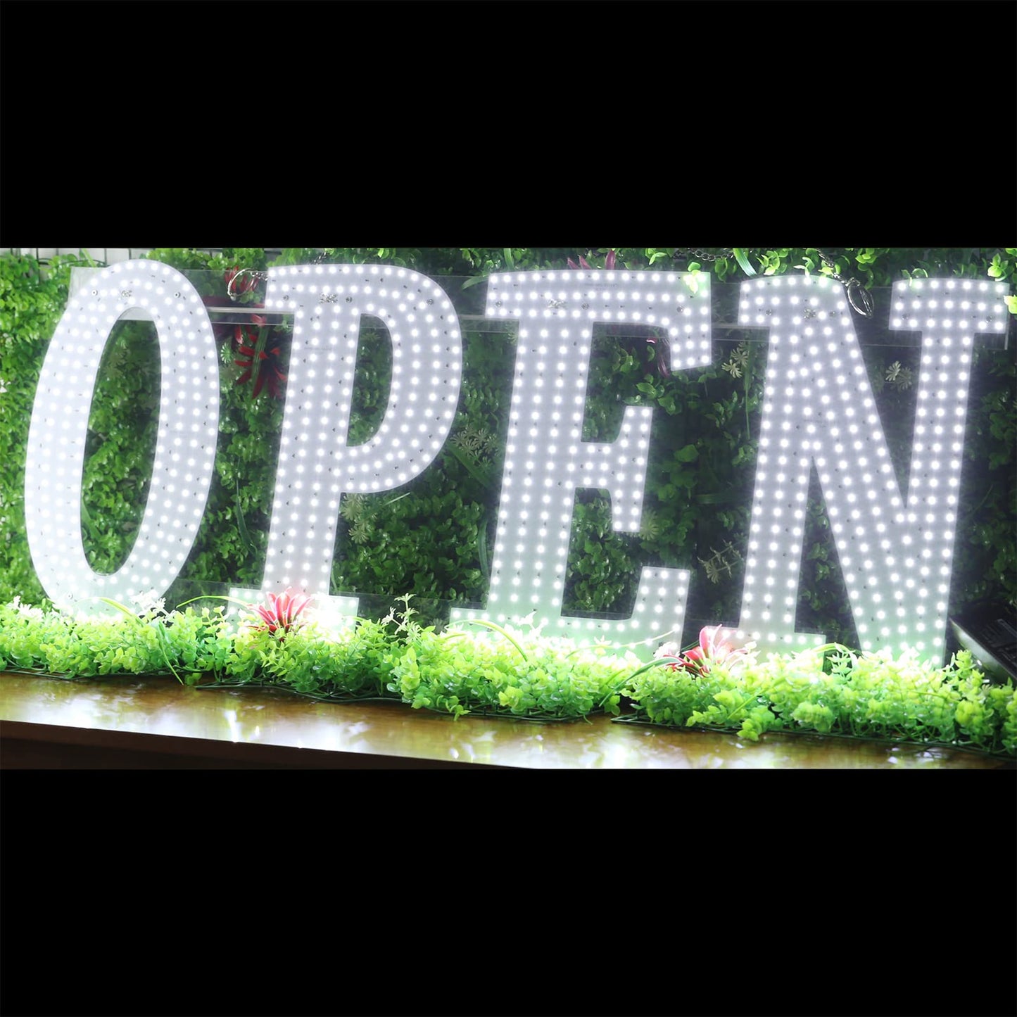 48"x17" Super Large LED Open Signs for Business with Remote Controlled, 10 Levels Brightness Adjustable Unique Design Super Bright with Chain, High Visibility for Store Bar Retail Shops Salon Office