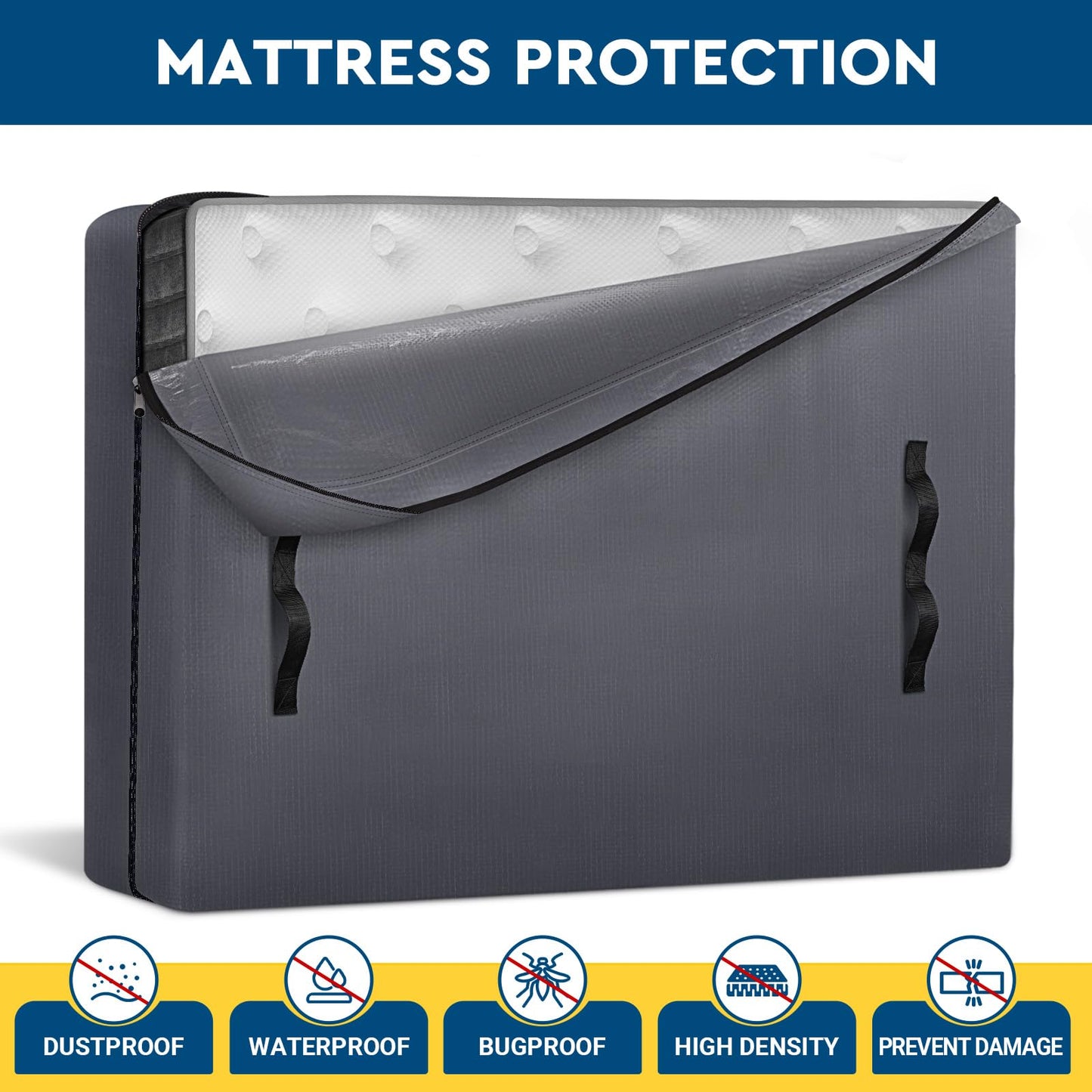 StorageRight Mattress Bags for Moving, 2 Pack King Size Moving Bag, Extra Thick Mattress Bags for Storage, Heavy Duty Mattress Cover for Moving with Handles, Reusable Mattress Storage Bag