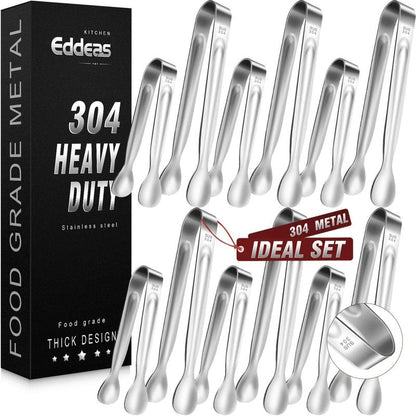 12PCS Ice Tongs Mini Sugar Tong - 2 Sizes 6 & 4 Inch Stainless Steel Small Serving Tongs, Small Kitchen Tiny Tong for Appetizers,Tea Party, Coffee Bar, Desserts (Silver)