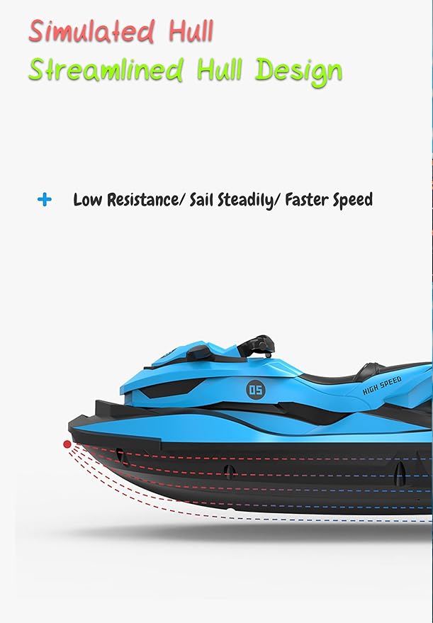 2.4 GHz RC Motorboat for Kids &amp Adults 10 km/h High-Speed Dual-Motor Electric Racing Jet Ski Toy 50 m Range 20 min Play Low-Battery Alarm Pool &amp Lake Ready (Orange)