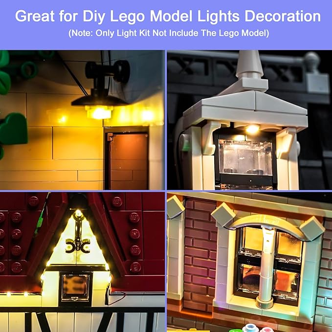 Upgraded Led Light Kit Compatible with Lego Tudor Corner Building Set Lights Decoration Compatible with Lego 10350 (Model Not Included)