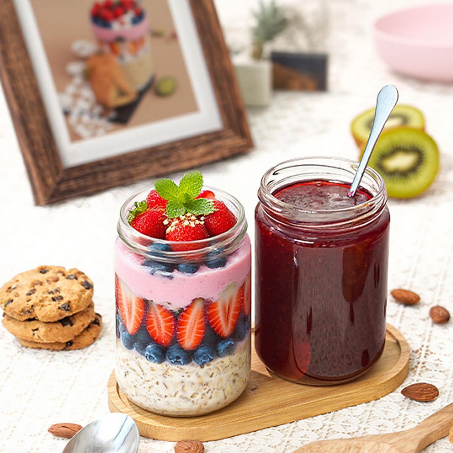 BPFY 24Pack 12oz Glass Jars with Lids, 350ml Clear Candle Jars for Making Candles, Reusable & Dishwasher Safe Manson Canning Jar Bulk for Jam, Jelly, Honey, Pickles, Spice