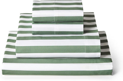 Mellanni Queen Sheets Set - 4 PC Luxury Bedding Collection - Extra Soft, Cooling, Wrinkle-Resistant (Queen, Oxford Stripe Sage)