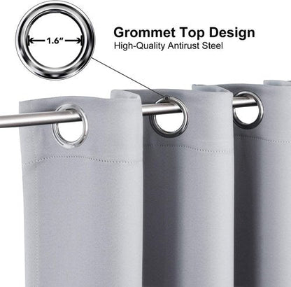 ChrisDowa Grommet Blackout Curtains - Thermal Insulated Room Darkening Set, Light Grey, 42W x 63L
