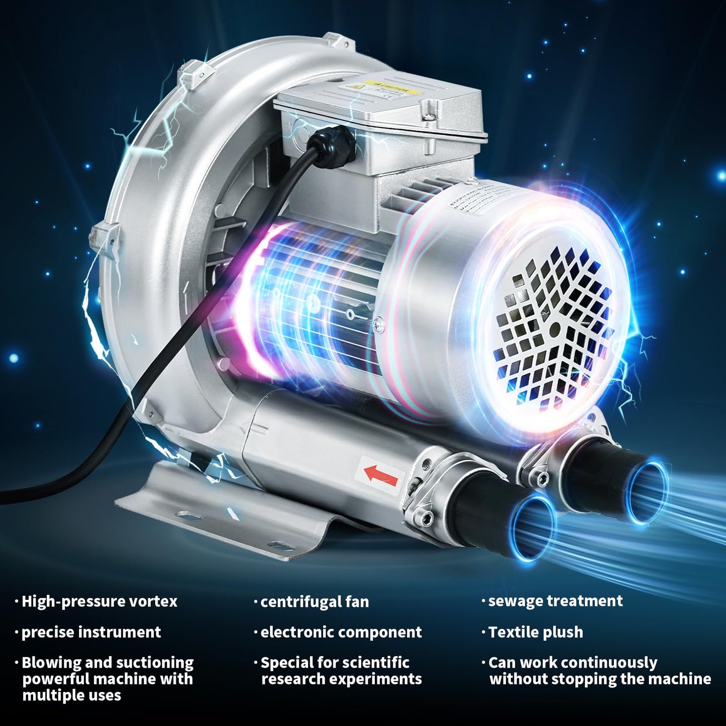 Byjoph Regenerative Blower High-Pressure Vortex Ring Blower 110V 60Hz Single Phase 0.4HP 33CFM for Sewage Aeration Aquarium Fish Pond