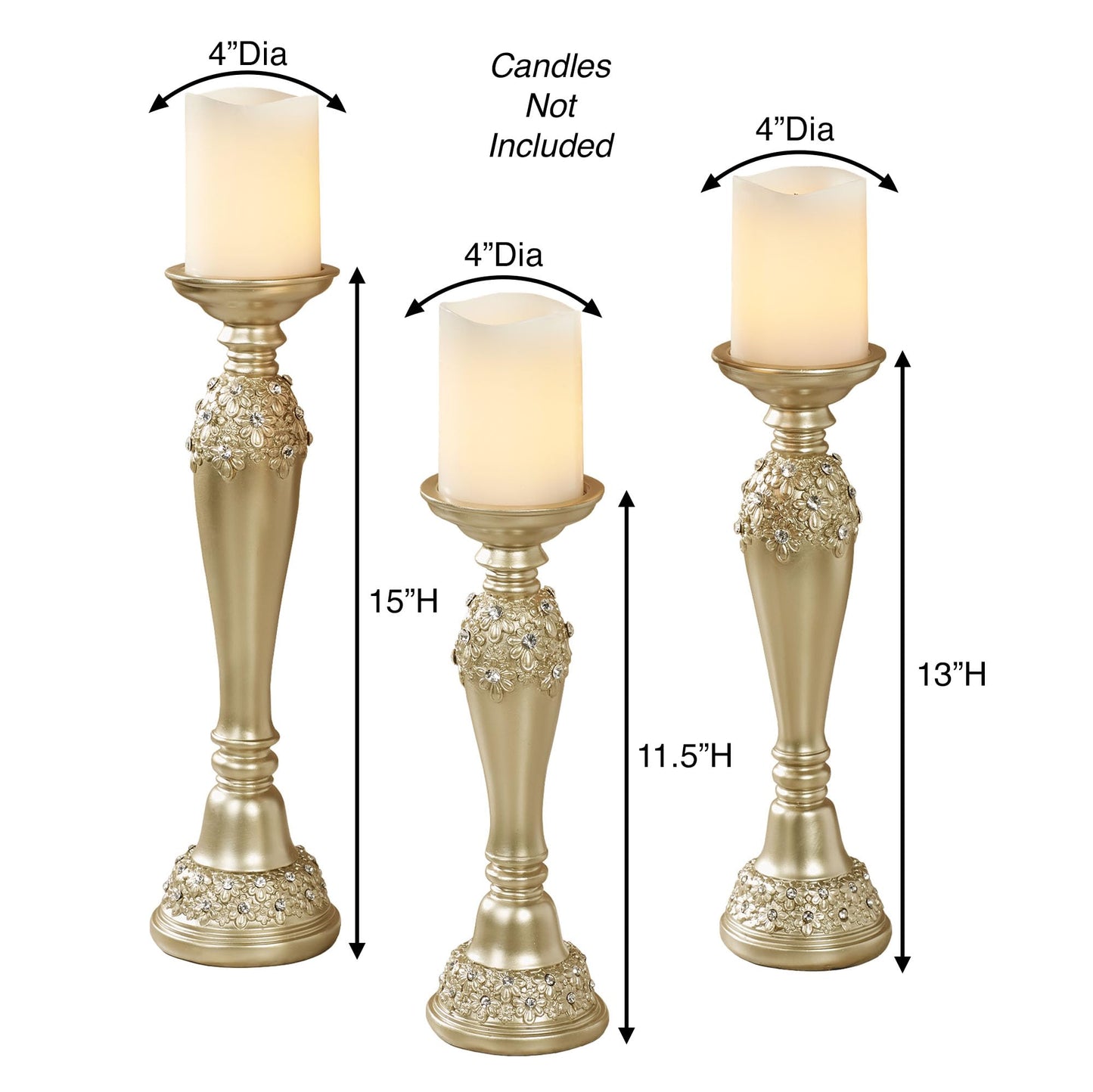 Rya Gem Candleholders Champagne Gold Set of Three