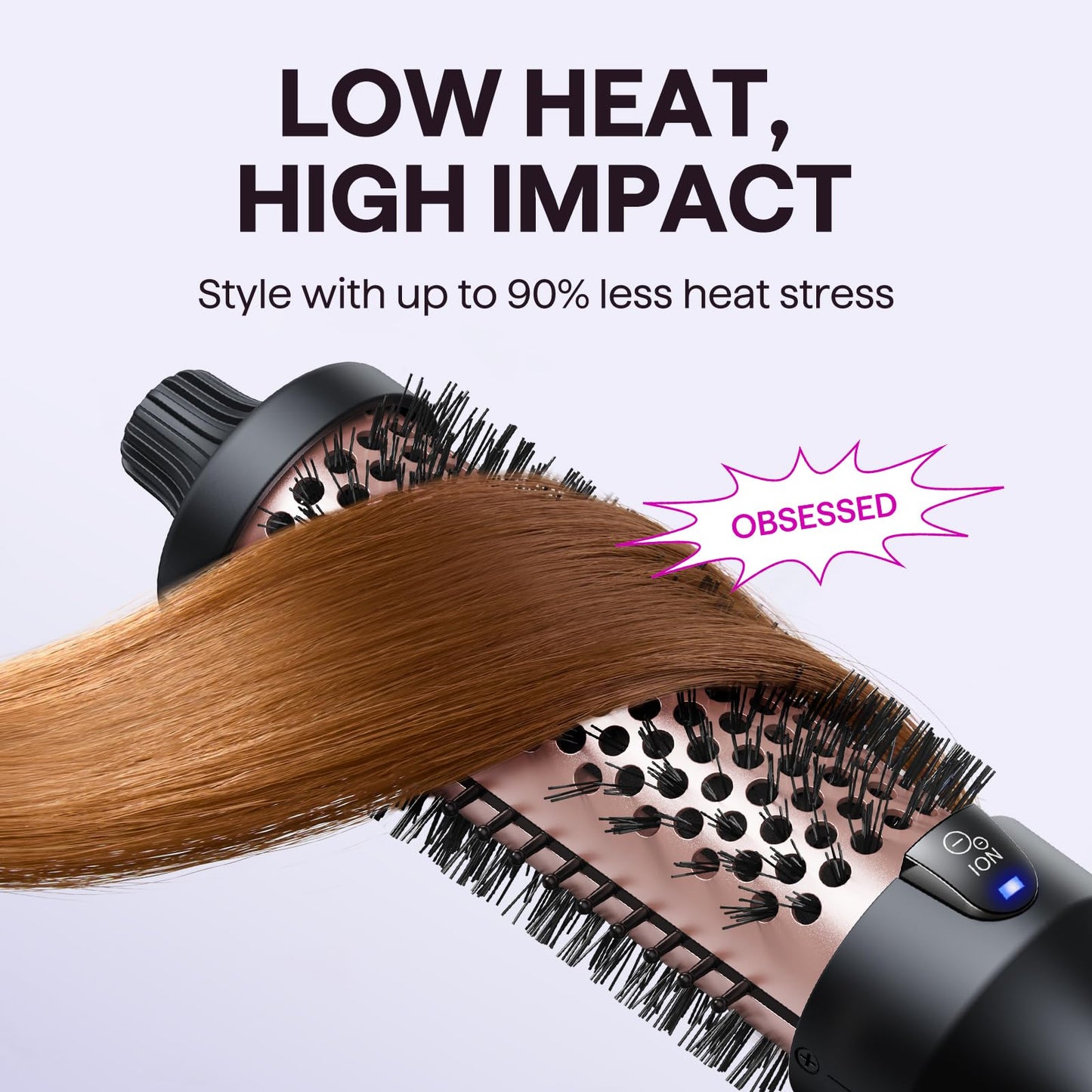 Wavytalk Thermal Brush, Blowout Boost 1.5 inch Heated Round Brush for Blowout Look, Dual Voltage, Pink, Sakura, Tourmaline Ceramic, Negative Ion Technology, 5 Temperature Settings, Less Damage