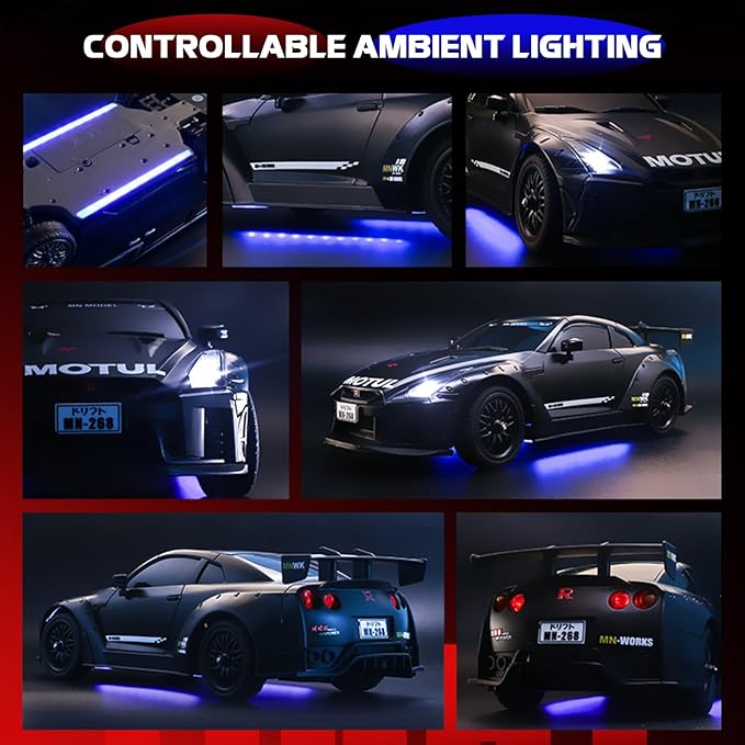 1/16 Scale RC Drift Car MN-268 RWD Mini RC Vehicles Model with Gyro Spare Tires &amp LED Lights for Adults Hobby Toy Gifts (Silver)