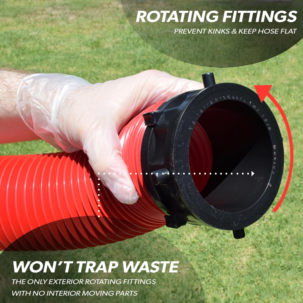 Valterra D04-0113 EZ Coupler 10' RV Extension Hose, Red
