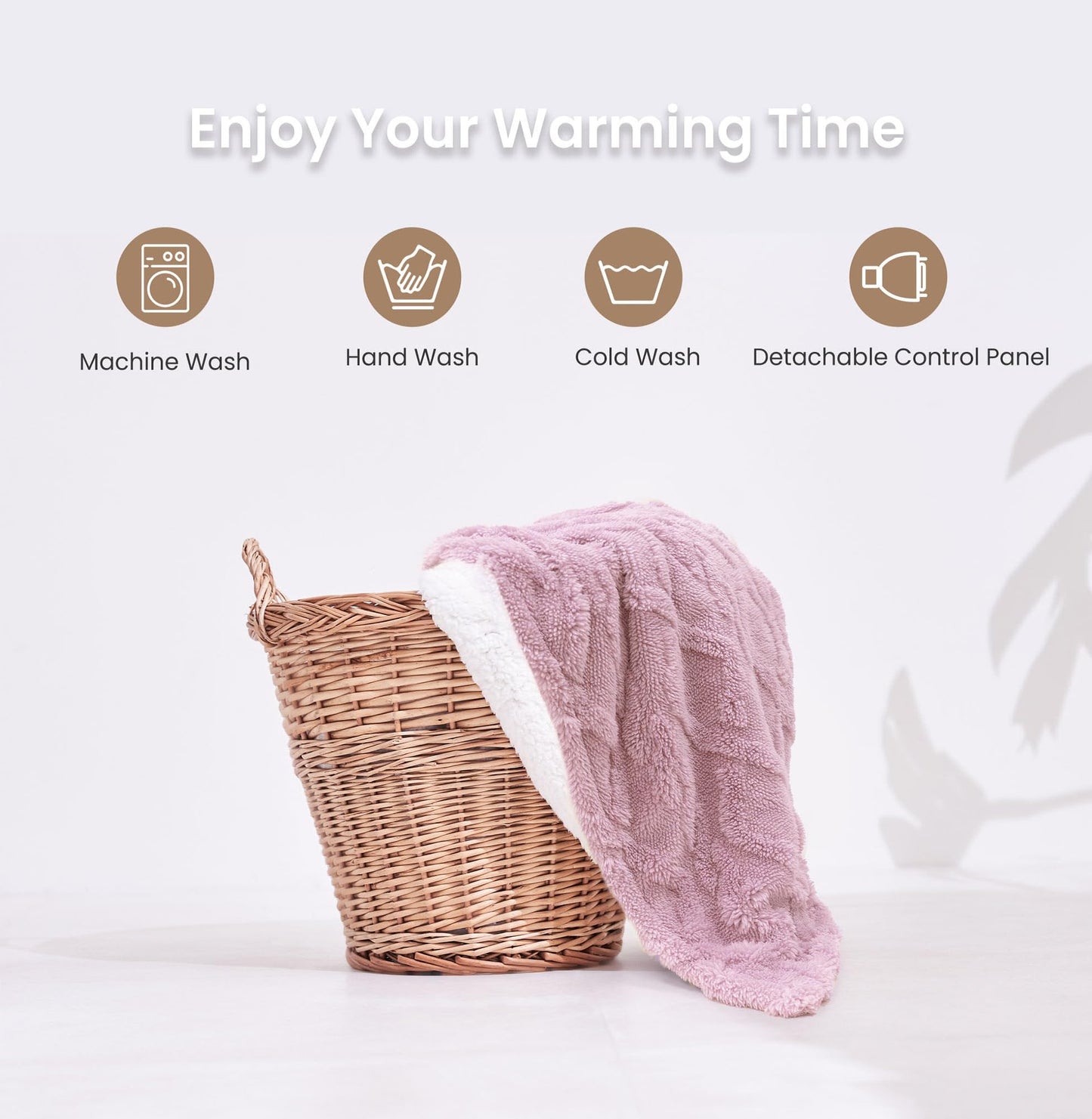 Heated Blanket-Electric Blanket,50"x60" Soft Heated Throw Blanket with 5 Heating Levels & 3 Hours auto-Off,Over-Heat Protection Fast-Heating,Machine Washable（Purple）
