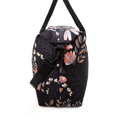 Jadyn Lola Travel Bag, Weekender/Overnight Duffel, Gym Tote Bag for Women, Men (Black Floral)