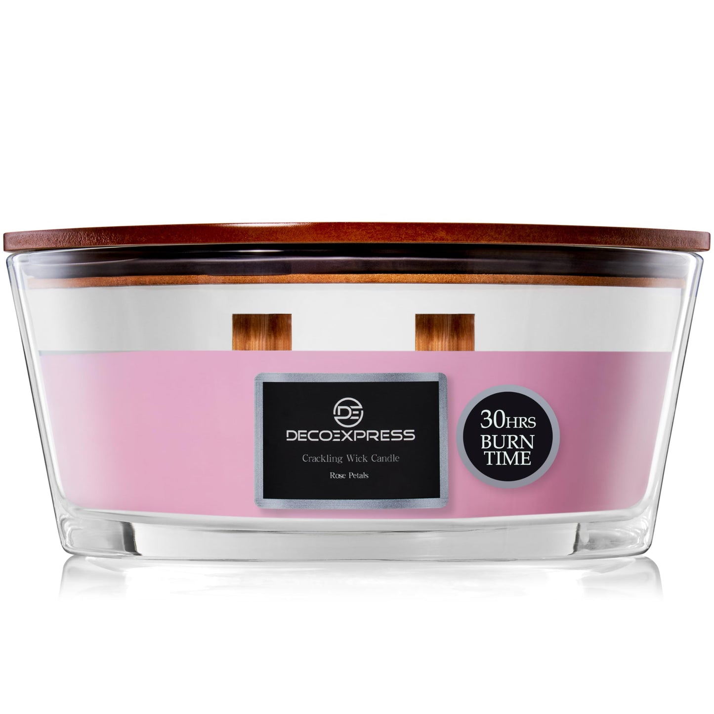 DECO EXPRESS Scented Candles, Crackle Double Wick Candles, Long 50 Hours Burn Time, Home Decor & Gift Ideas (Rose Petals)