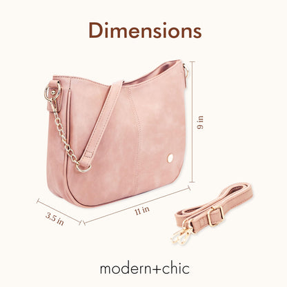 Modern+Chic Crossbody Bags for Women - Marissa Saddle Crossbody, Vegan Leather Shoulder or Handbag with Two Adjustable Straps
