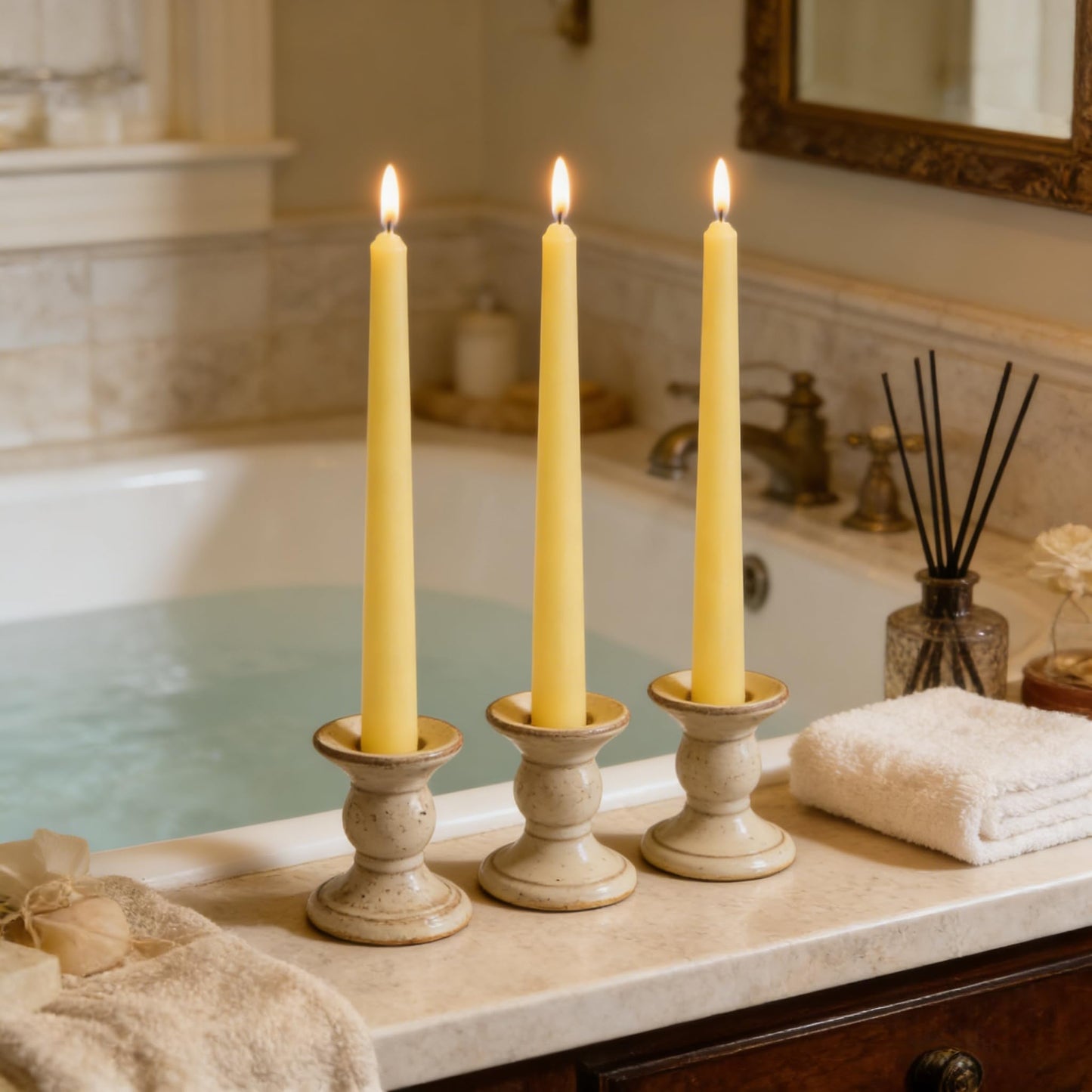 12-Pack Yellow Taper Candles, 10 Inch Unscented Dripless Candlesticks, Long-Lasting Burn Time of 7-8 Hours, Perfect for Home Décor, Weddings, and Events