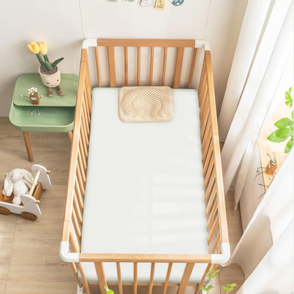 Ersmak 2 Pack Satin Crib Sheets for Baby, Silky Comfy Breathable Crib Sheets for Standard Crib and Toddler Mattresses (White, 28 x 52 x 9 in)