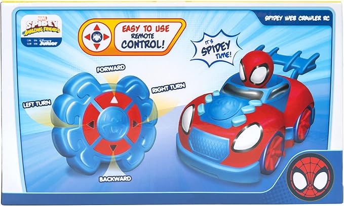 Jazwares Marvel Spidey and His Amazing Friends Web Crawler RC - Remote-Controlled Vehicle - Features Built-in Super Hero with 4 Controller Functions Blue &amp Red