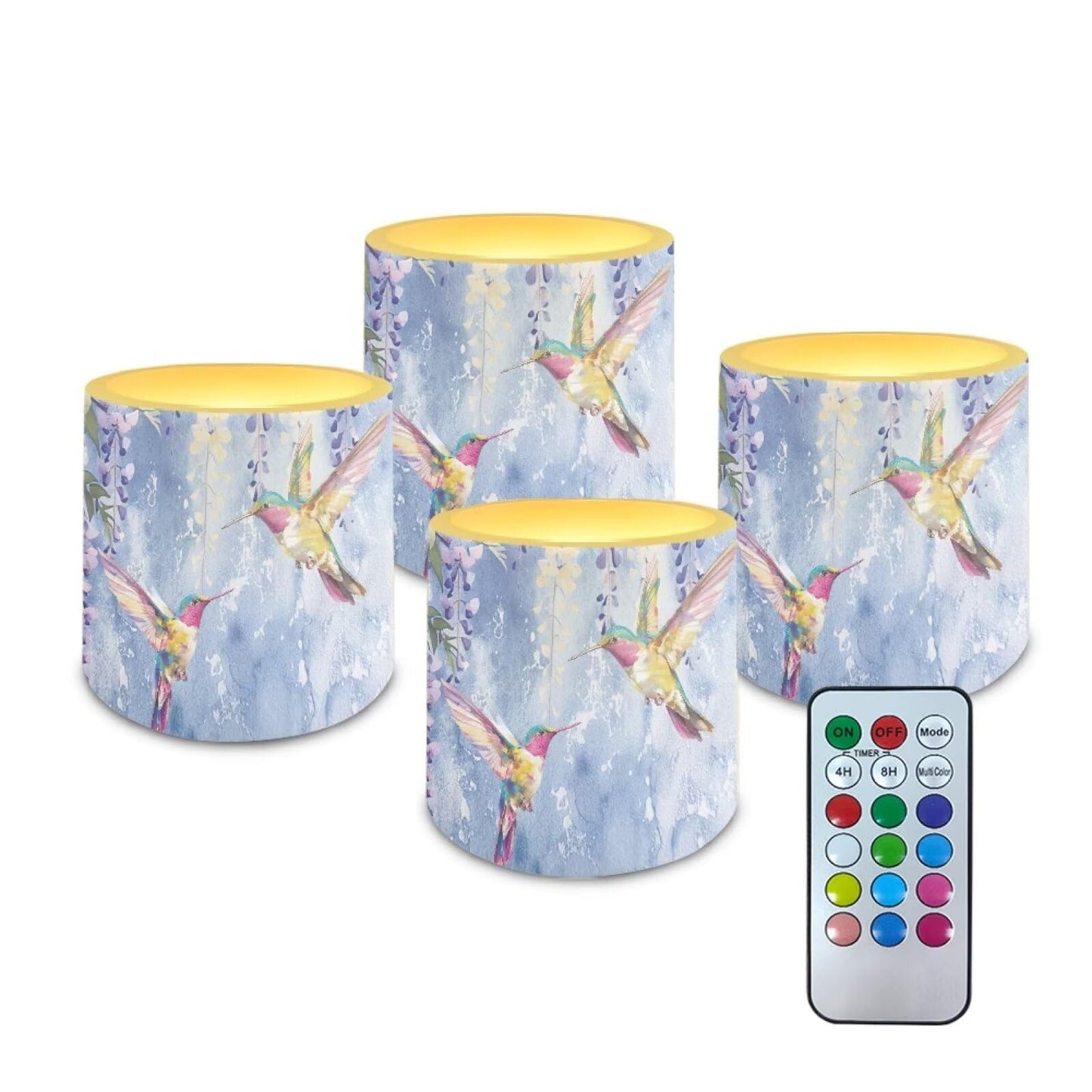 Cozeyat Hummingbird LED Candles Set of 4 Battery Powered Flameless with Remote Timer Flickering Flame Waterproof for Home Patio Garden Decor