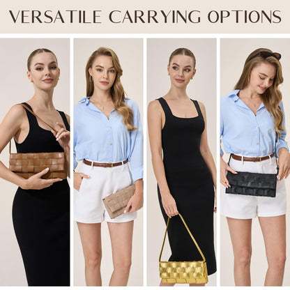 CHUNLI Trendy Woven Evening Clutch Purses for Women, PU Leather Crossbody Shoulder Purse Handbag for Women Evening, Formal Events, Wedding, Party, and Special Occasions