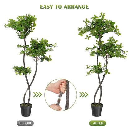 GarveeHome Faux Olive Tree 5ft, Olive Trees Artificial Indoor with White Planter, Artificial Silk Plants with Green Leaves and Big Fruits for Home Office DéCor Living Room Bedroom Stairs Foyer,2 Pack