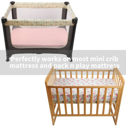 Onacosht Pack n Play Sheets 3 Pack Fitted for Baby Girl, Stretchy Jersey Knitted Portable Mini Crib Sheets Playard Mattress Cover, Pink Floral