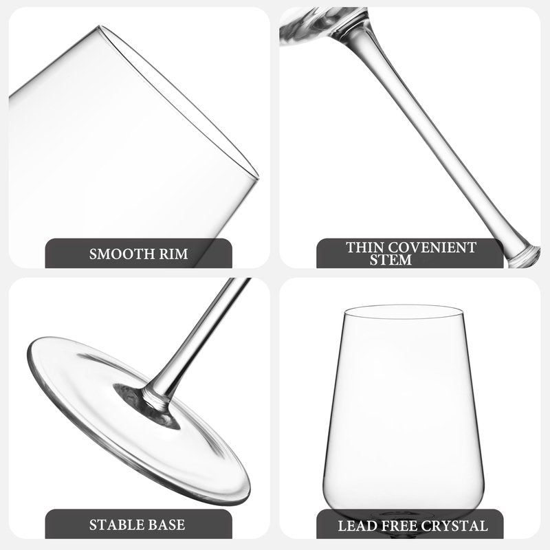 CnSneg Wine Glasses Set of 4, Premium Crystal Wine Glasses 13.5OZ for Red and White, Hand Blown Wine Glass, Unique Wedding Gift