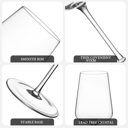 CnSneg Wine Glasses Set of 4, Premium Crystal Wine Glasses 13.5OZ for Red and White, Hand Blown Wine Glass, Unique Wedding Gift
