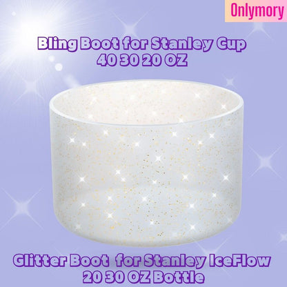 Onlymory 2Pack Glitter Silicone Boot for Stanley Cup 40 30 20 OZ, Boots Bottom Protector for Owala/HydroJug 40OZ Tumbler, Protective Sleeve for Stanley Cup Accessories Bumper