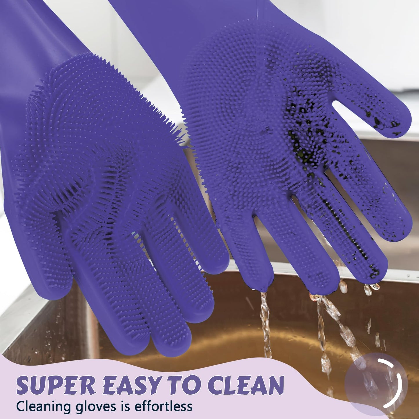 Pecute Heat Resistant Silicone Grooming Gloves with High-Density Teeth and Enhanced Five Finger Design for Bathing and Massaging Dogs and Cats